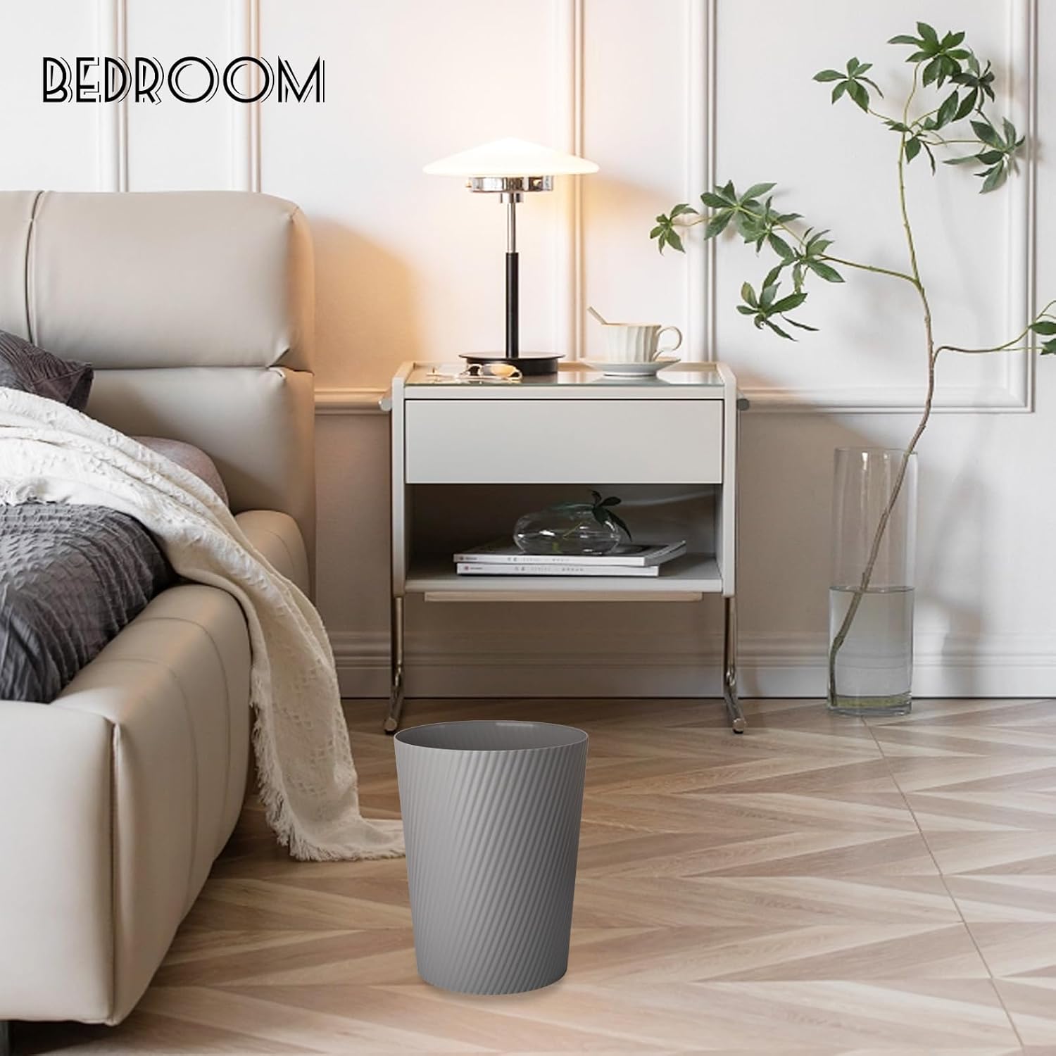 UUJOLY Small Trash Can Wastebasket Garbage Can Container Bins for Bathrooms, Laundry Room, Kitchens, Offices, Kids Rooms, Dorms (Dark Grey, 3 Pack)