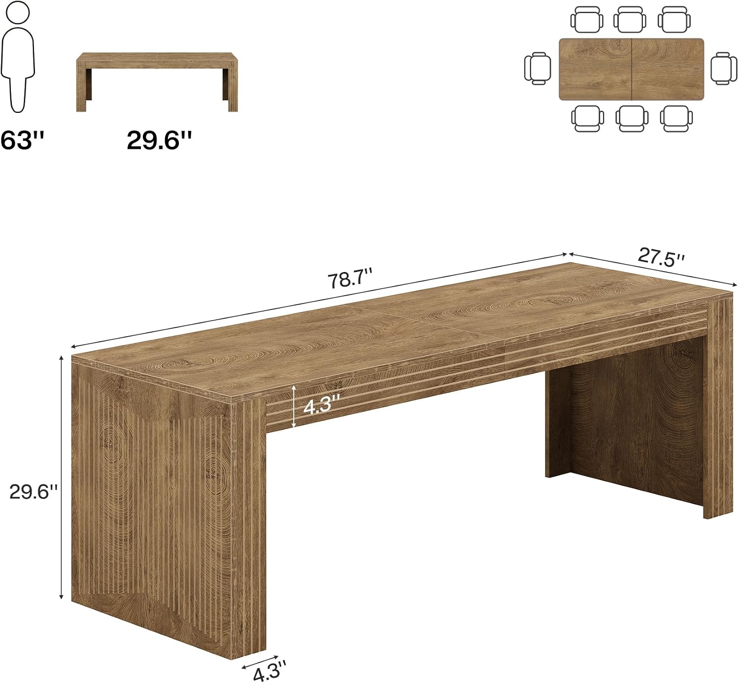 Tribesigns 6.5FT Conference Table, 78.74 L x 27.5 W x 29.6 H Inches Rectangular Meeting Table, Large Modern Seminar Boardroom Desk for Office Meeting Conference Room, Natural