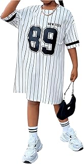 Girl's T Shirt Bodycon Dress Oversized Striped Graphic Jersey T Shirts Crewneck Short Sleeve Tee Dress - Buy now