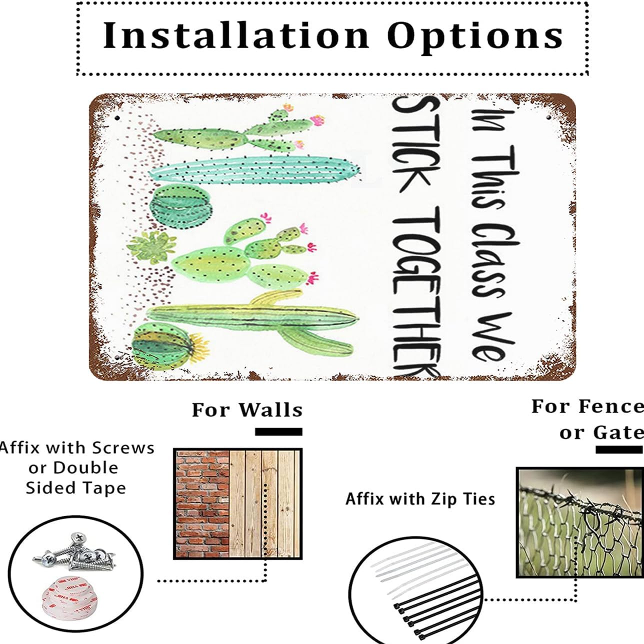 Metal Sign 8″x12″ Vintage In This Class We Stick Together, Retro Wall ...