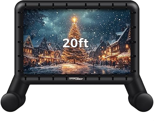 Pantalla de cine inflable para exteriores de 20 pies, pantalla de proyector inflable para exteriores con soplador de aire, pantallas de película