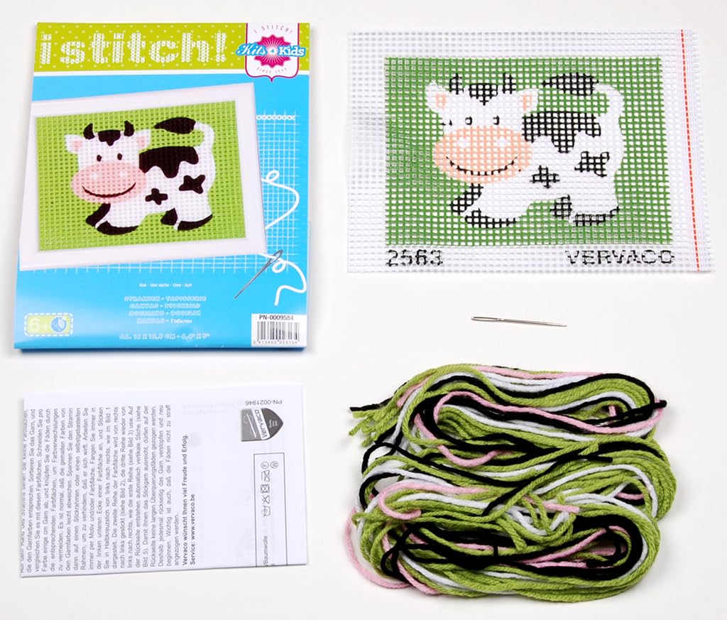 Vervaco Kit tapisserie Une vache, Couleurs Variées, ca. 16 x 12,5 cm, Design #3