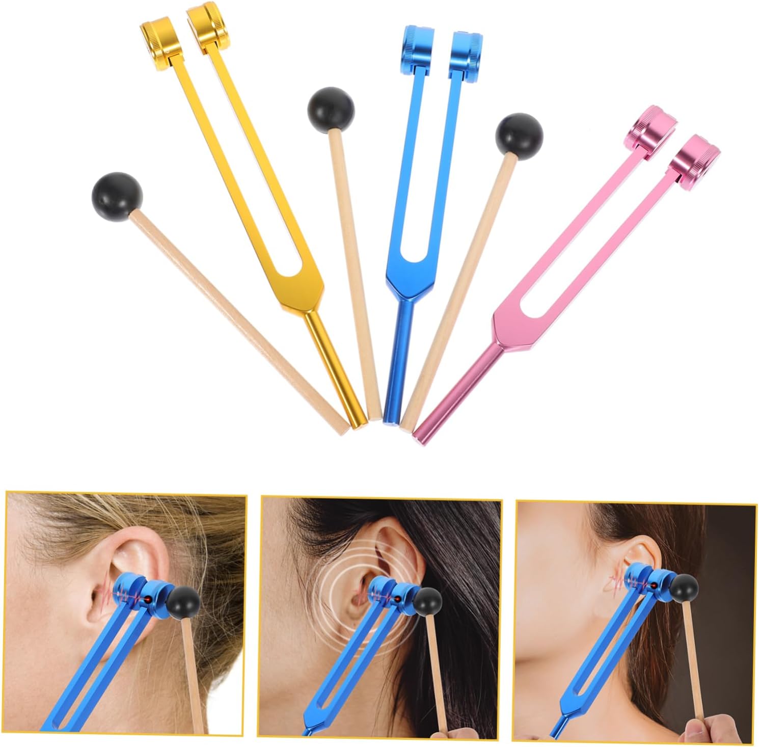 1Set Tuning Fork Ear Cleaning Tool Chakra Hammer Kit for Sensory Testing Relaxation Includes Forks Durable Design