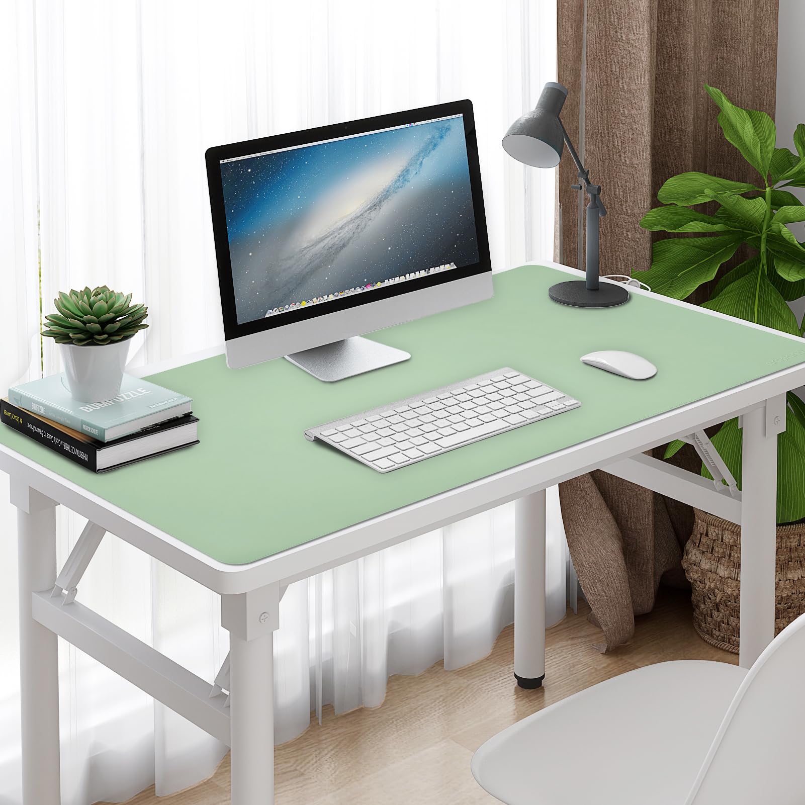 Number CASE | Vegan Leather Desk Mat | Large Mouse Pad for Computer & Laptop | Reversible Waterproof Desk Pad | Dual-Sided Extended Writing Mat with Edge Stitching (47.2x23.6 inch, Green/Blue) 1