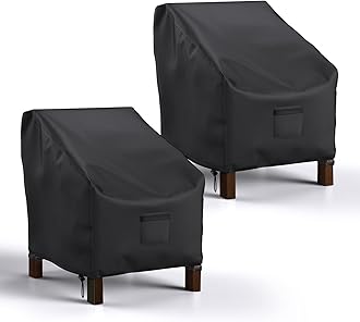 Patio Chair Covers Set 2 for Outdoor Furniture Waterproof, Heavy Duty Oxford Outdoor Lawn Chair Covers,Lounge Lawn Deep Seat Black Cover (38"X31"X29" Inch-2 Pack)