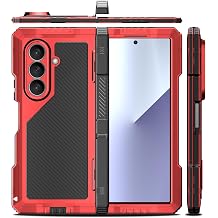 Generic case Compatible with Samsung Galaxy Z Fold 8 Ultra Color Red/Black Shockproof Cover Metal Hinge Full Hard Silicon Cover flip Case