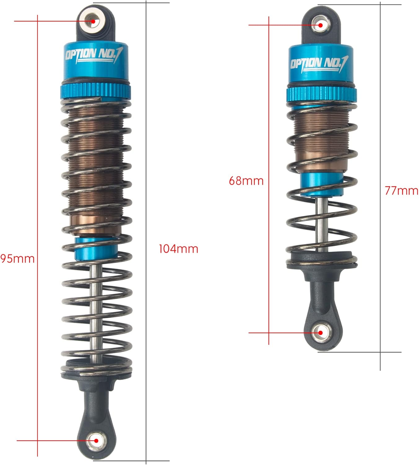 Aluminum Front & Rear Oil Filled Shocks Absorber Adjustable Assembled For Tamiya DT-03 / DT-02 / TT-02B RC Car Upgrade Parts