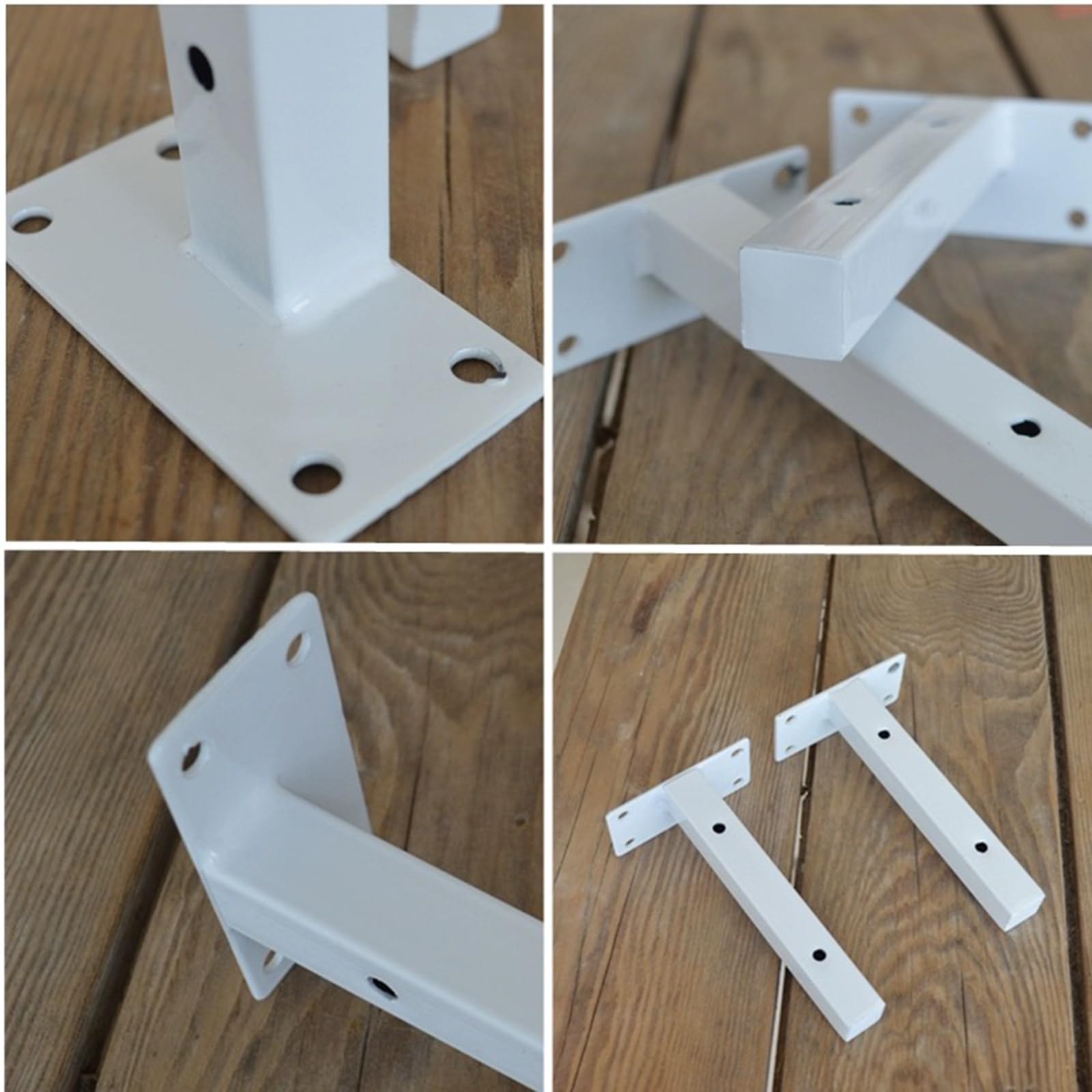 Confezione da 2 staffe per mensole galleggianti resistenti, supporti da parete in metallo industriale per decorazioni fai da te per la casa in stile fattoria, include viti, finitura bianca