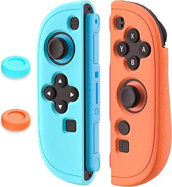 Silicone Case for Nintendo Switch 2 Joycon Controller, Protective Cover for Joycons 2 Soft Shell, Comfortable Ergonomic & Easy Installation - Thickened Version Blue-Orange