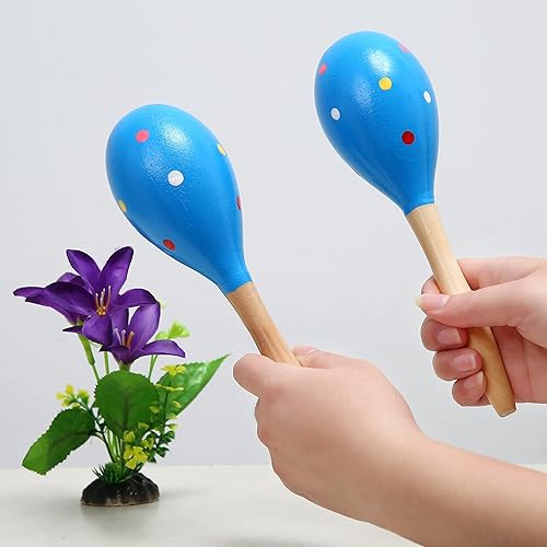 Miniatura 5 de Maracas - Juego de 2 batidos de madera profesional para rumba, instrumentos musicales latinos, sonajeros de percusión de mano con ritmo de salsa