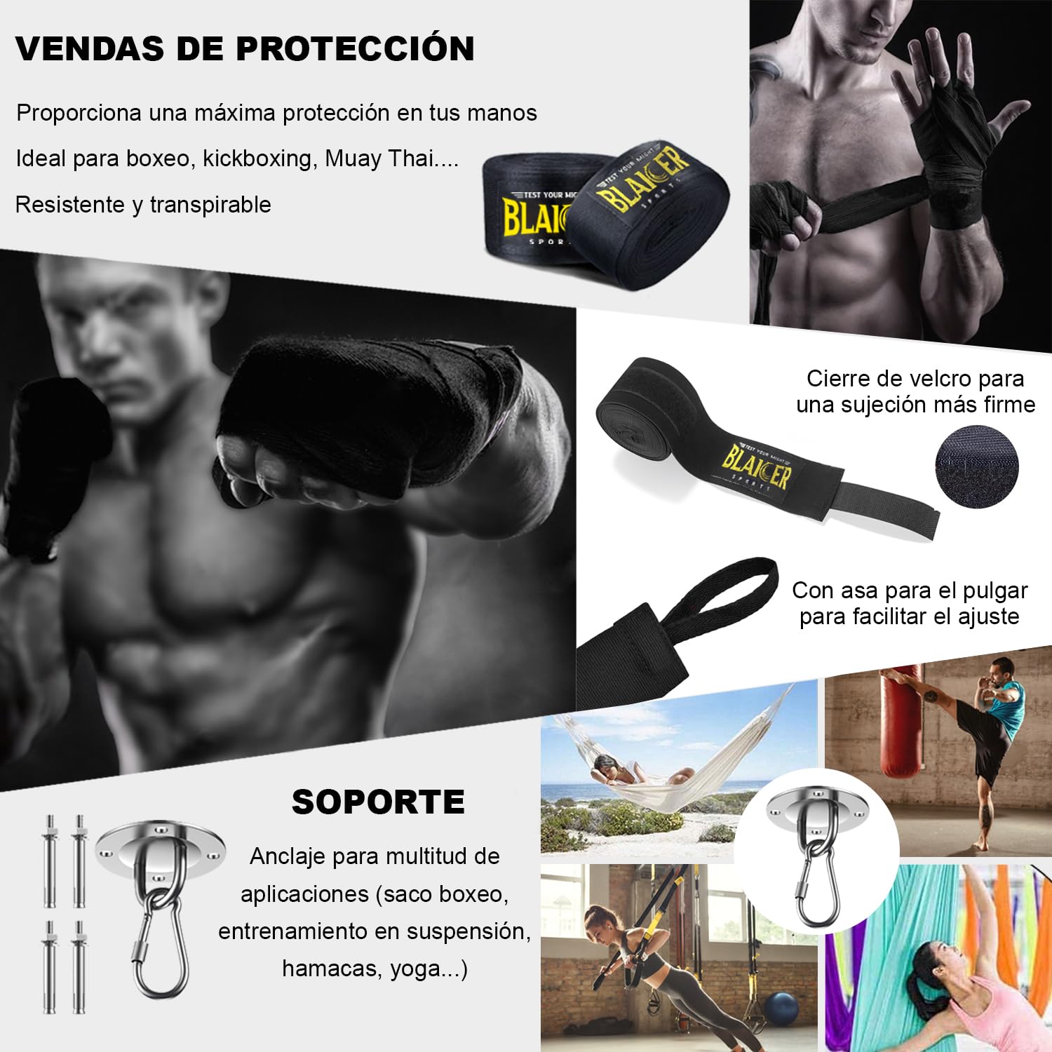 Sacco da Boxe non Imbottito Dotato di Guantoni da Boxe, Corda per Saltare, Bende da Boxe, Catena, Supporto e Sistema di Allenamento in Sospensione - Kit Completo per Palestra in Casa