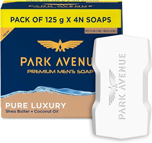 Park Avenue Premium Men’s Soaps for Bath – Pure Luxury | 125g (Pack of 4) | Enriched with Shea Butter &amp; Coconut Oil | Grad...
