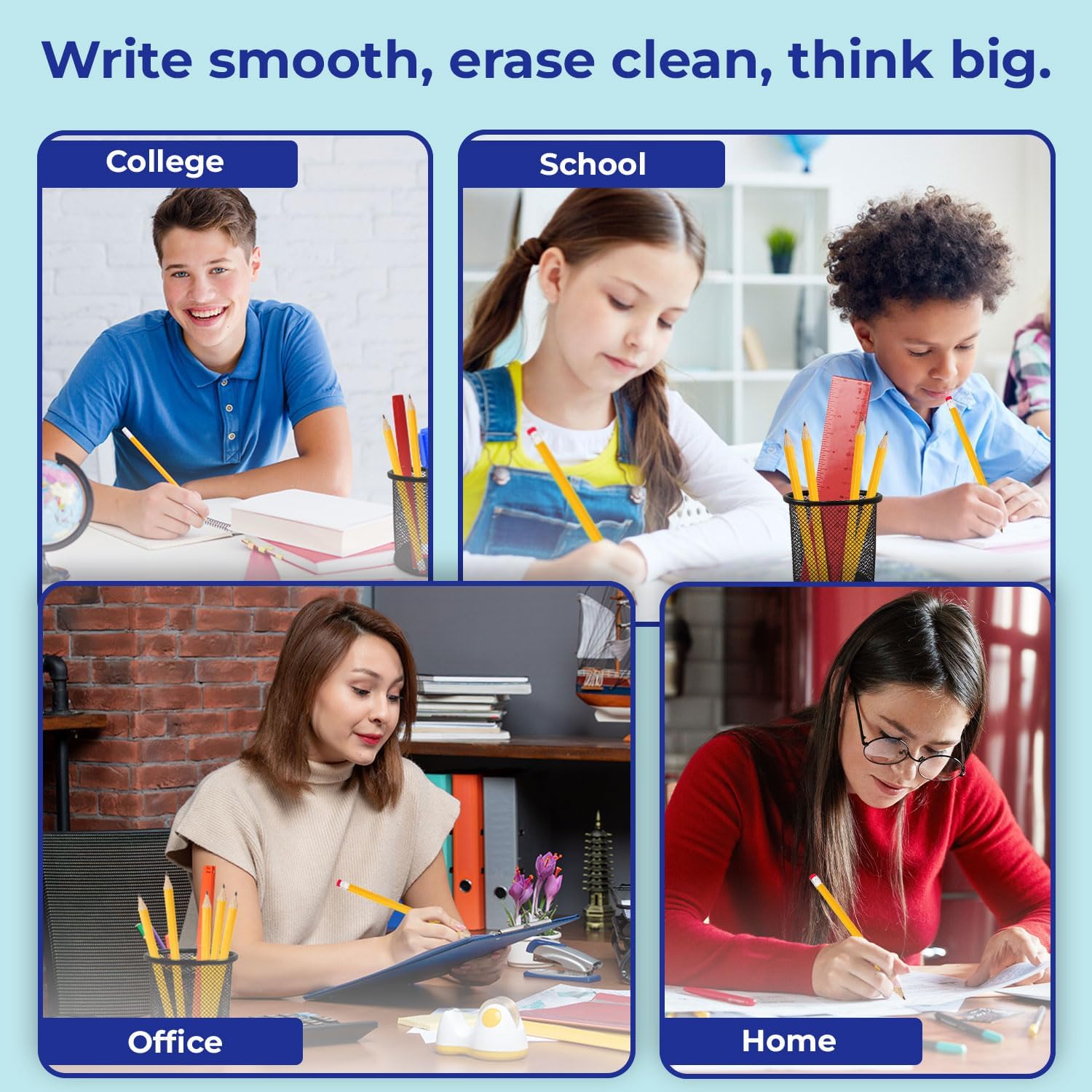 Rosmonde Pencils Bulk, 1250 Pack, Yellow Pencils Set, Pre Sharpened #2 HB, Back to School Supplies, Easy Hold Grip With Top Erasers, Bulk Set for Office, School, and Classroom Supplies