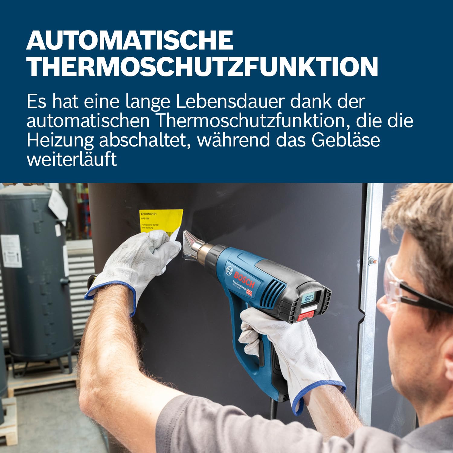 Bosch Professional Heißluftgebläse GHG 23-66 (bis zu 650 °C, 4 anpassbare Programme, inkl. Düsen, Wärmeschrumpfschlauch-Set, L-BOXX)
