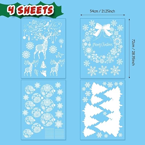 Miniatura 6 de Super Huge Christmas Window Clings Static Snowflake Decorations, Reindeer Xmas Decor Winter Wonderland Decorations Window Stickers Decals for Indoor