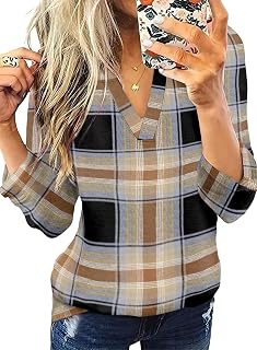 WIHOLL Womens V Neck 3/4 Long Sleeve Work Tops Dressy Casual Blouses Curve Hem Tunic Shirts Fall Outfits 2025