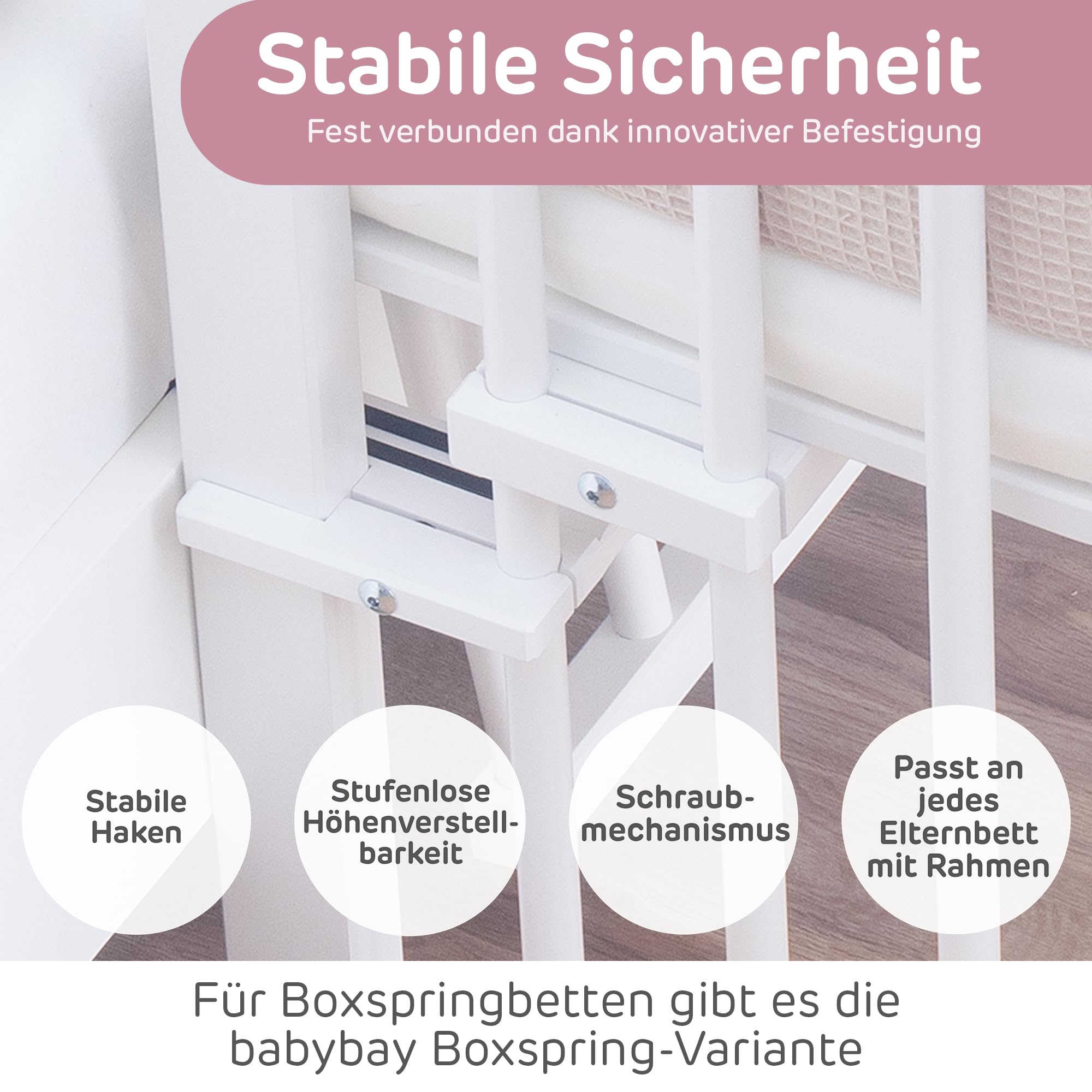 babybay Maxi Comfort Plus łóżko do spania w kolorze białym