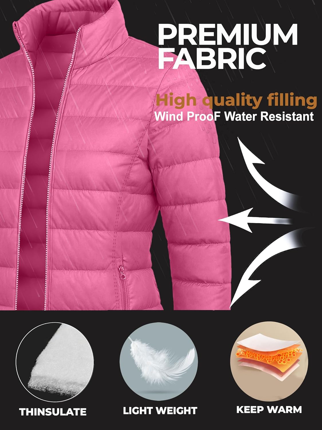 URBAN BUCK Women Puffer Jackets Down Alternative Midweight Long Sleeve Windproof & Water Repellent Winter Womens Coat - Image 5