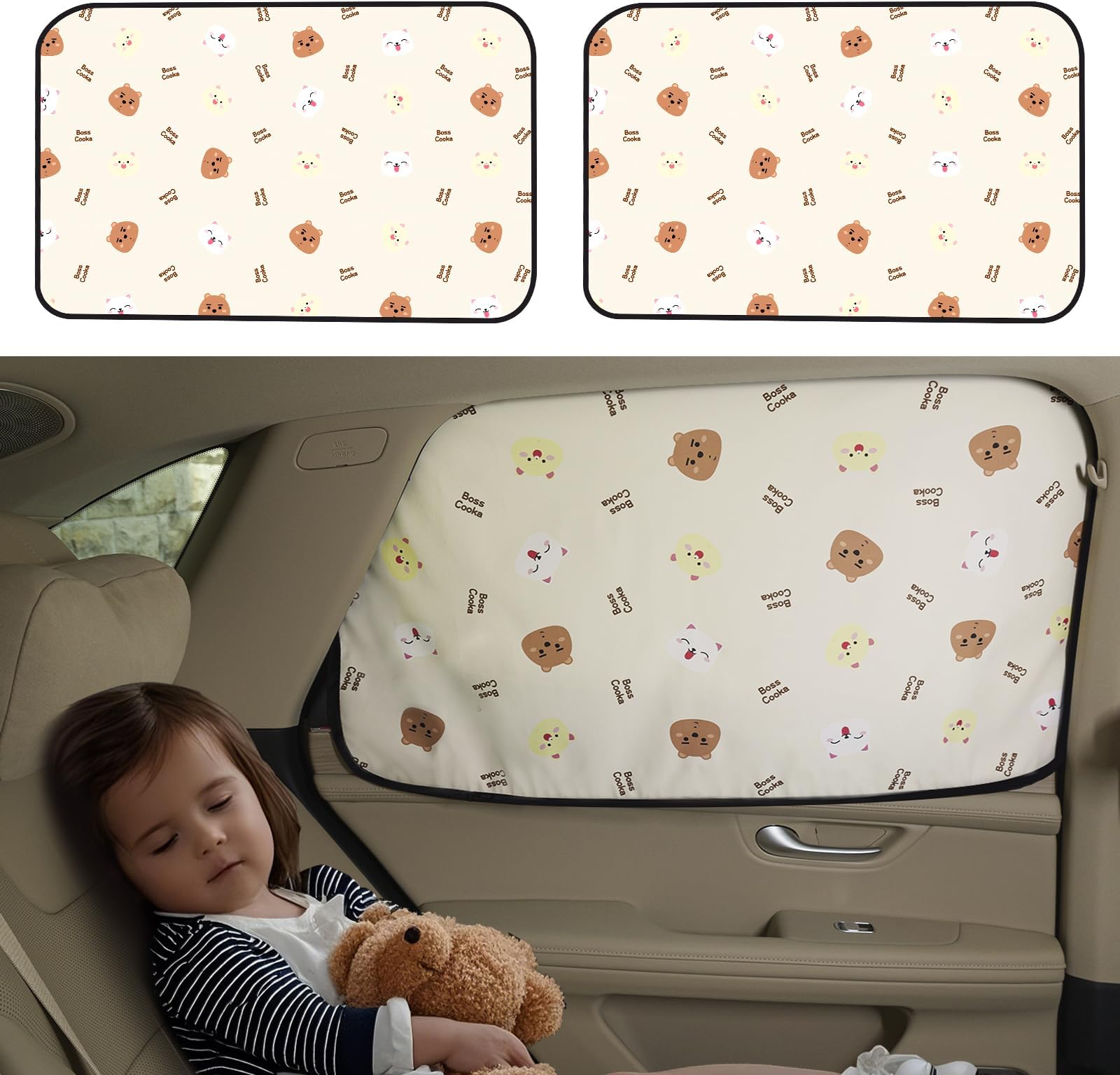 Aokway Car Window Shade (2Pack)-UV-Blocker magnetic Car Window Sun Shade for Baby 99% UV Protection Fit SUV/Sedan/Minivan | Roll Windows Down, Privacy car covers Safe for baby- Car Seat Sun Protection