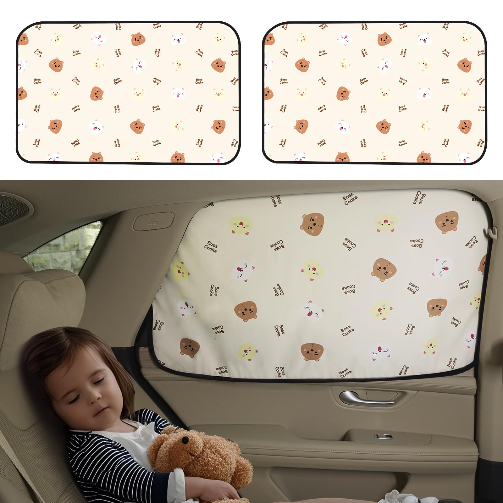 Aokway Car Window Shade (2Pack)-UV-Blocker magnetic Car Window Sun Shade for Baby 99% UV Protection Fit SUV/Sedan/Minivan | Roll Windows Down, Privacy car covers Safe for baby- Car Seat Sun Protection
