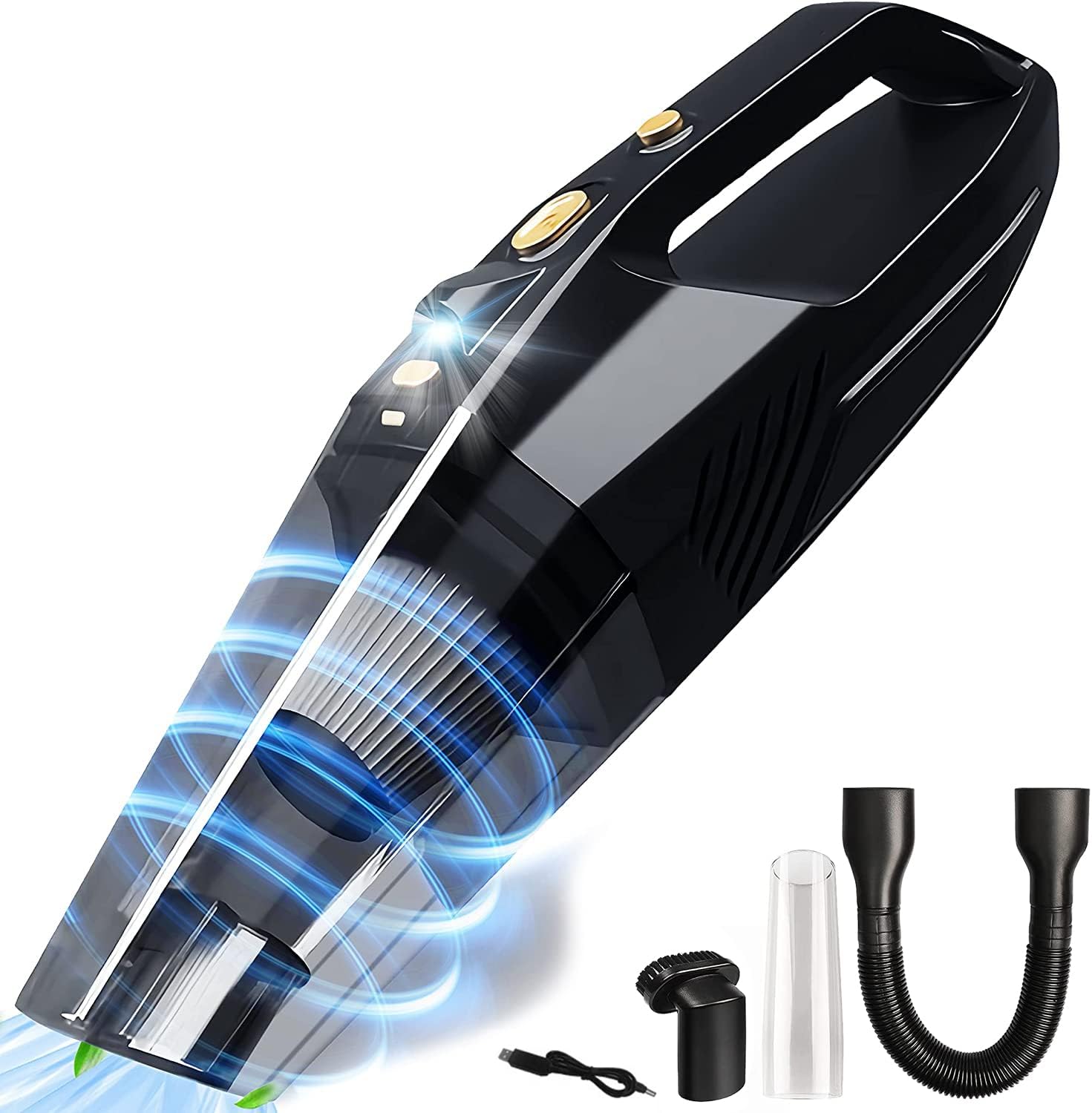 Car USB Rechargeable Handheld Vacuum, Dustbuster Handheld Vacuum 6000PA Super Suction 120W High