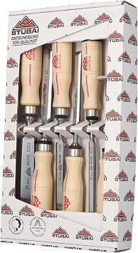 Stubai 353106Swedish Type Special Wood Chisel Set Beige/Silver 6-26 mm