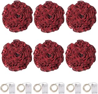 Jrifedptry 6 rollos de guirnalda LED rústica para árbol de Navidad con luces LED para decoraciones de Navidad, color negro y rojo