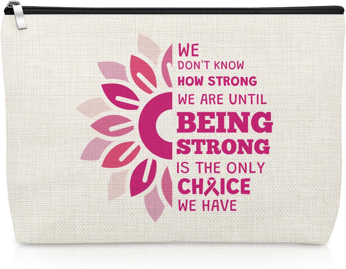 Breast Cancer Survivor Gift Makeup Bag Breast Cancer Awareness Gifts for Women Inspirational Chemo Cosmetic Bag Present for Patients Friends Family Recovery Encouragement Present Travel Pouch