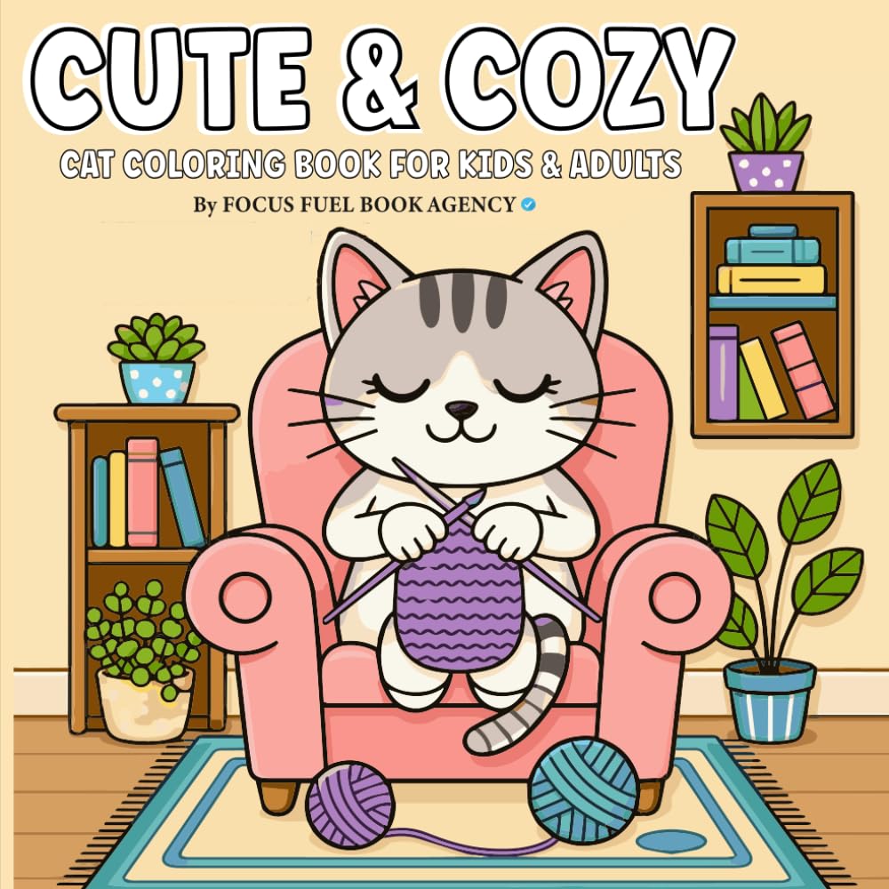 Cute & Cozy Cat Coloring Book For Kids & Adults: A Whimsical Journey Filled with Fluffy Felines, Napping Kitties, and Sweet Moments—Perfect for Stress ... Relaxation, and Cozy Family Coloring Nights