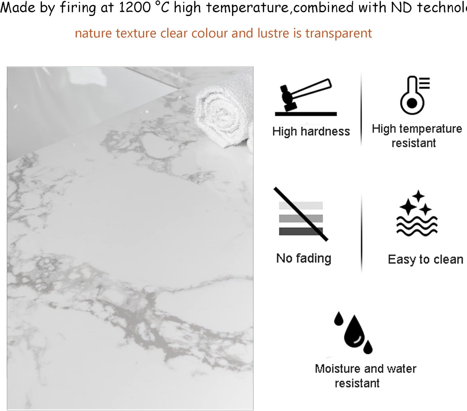 43"x 22" Bathroom Vanity Sink Tops, Marble Vanity Top With Ceramic Undermount Sink & Top Backsplash, 43" Bathroom Vanity Countertop, 43" Vanity Top