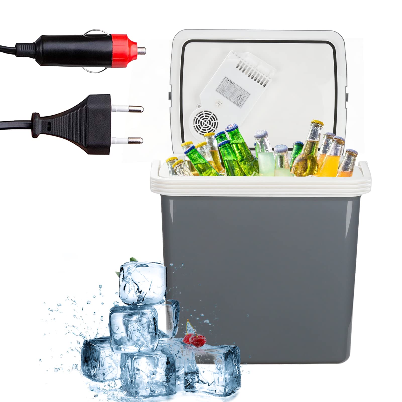 Herrselsam Nevera eléctrica portátil de coche 32 L, 12v o 220v Enfriamiento 12° por debajo de la temperatura ambiente, Calentamiento hasta 65°, modo ecológico, Para camping picnic viajes