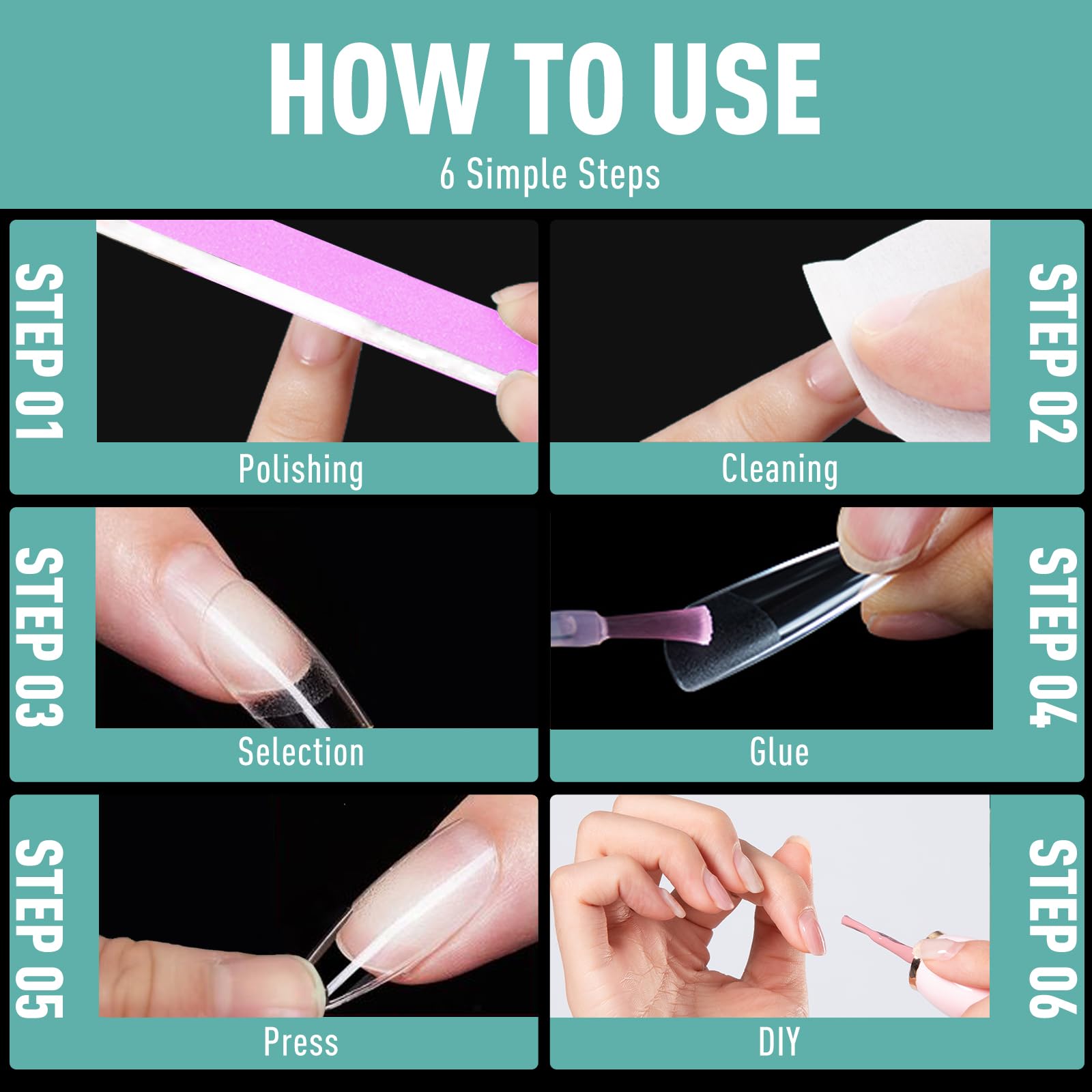 Kit de 3 estilos de puntas de uñas postizas de gel suave, almendra mediana, cuadrada y bailarina, 360 puntas de uñas acrílicas de cobertura completa media mate preformadas, extensión de uñas, salón de 8