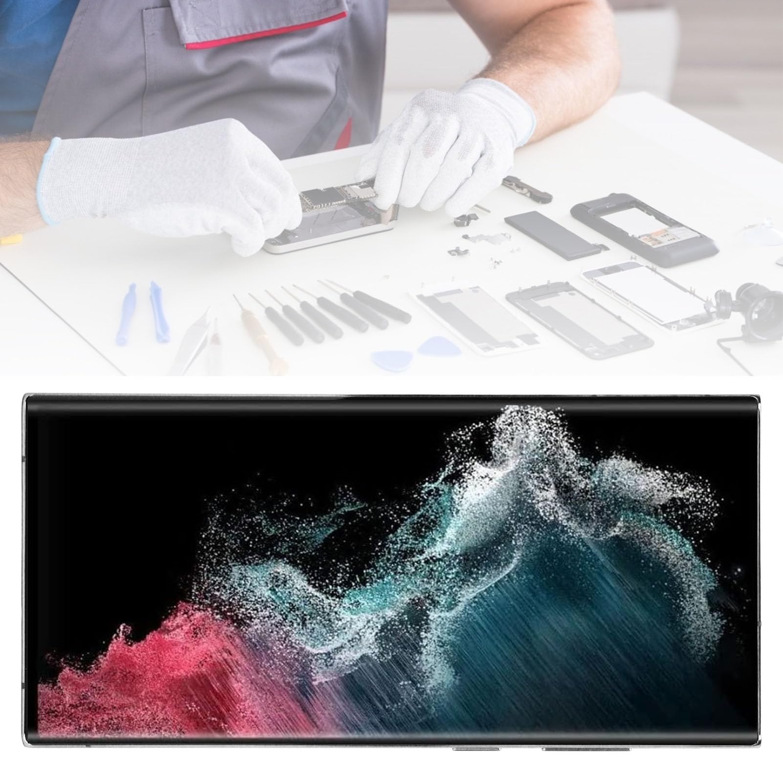 Naroote Schermo LCD Sostitutivo Touch Screen Digitizer per S22 Ultra, Grande luminosità e Risoluzione, Adatto per Professionisti della Riparazione del Telefono, Materiale AMOLED Dinamico 2X (SILVER)