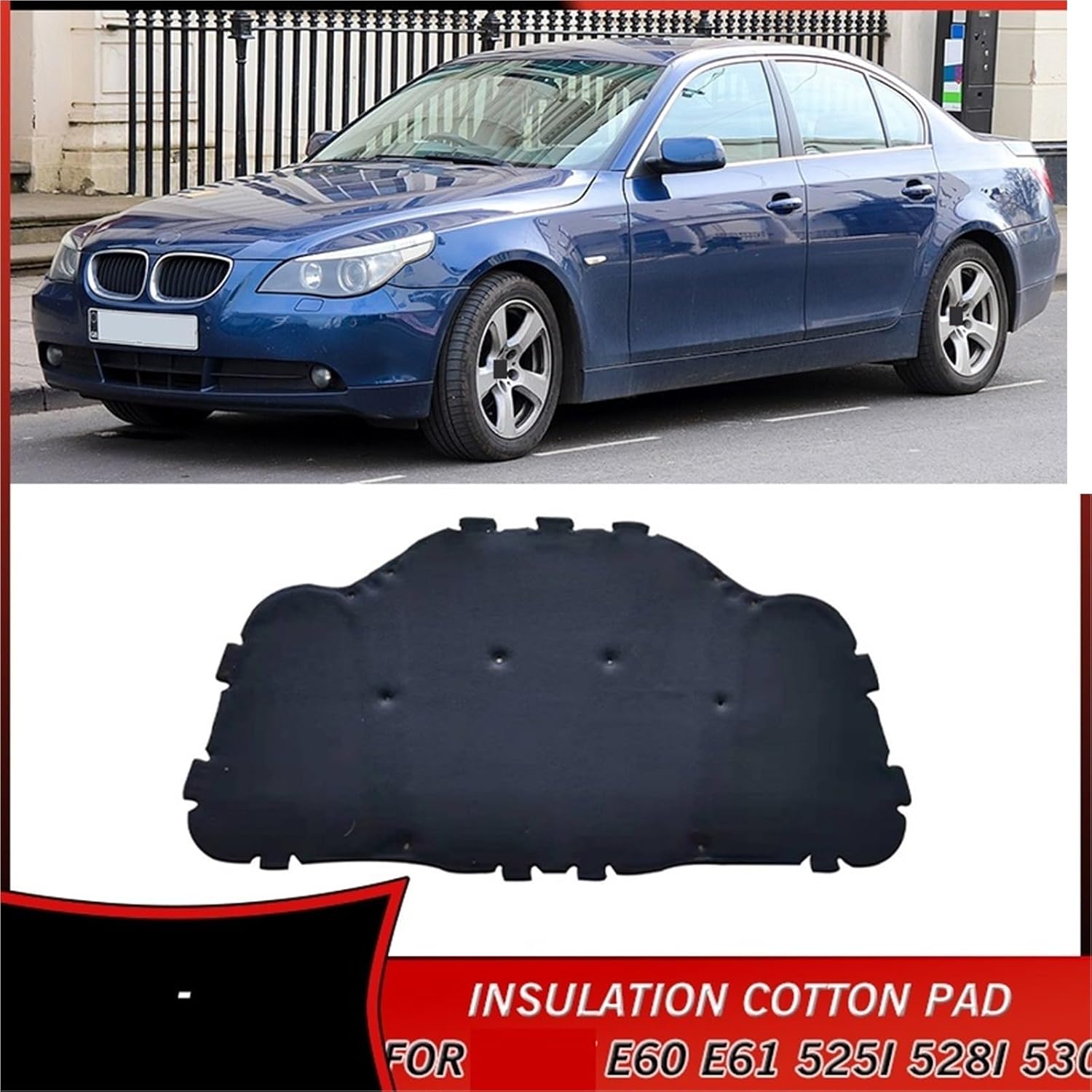 51487148208 Soundproof Heat Insulation Cotton Pad Compatible For BMW E60 E61 525i 528i 530i Accessories Engine Hood Sound Firewall Cover