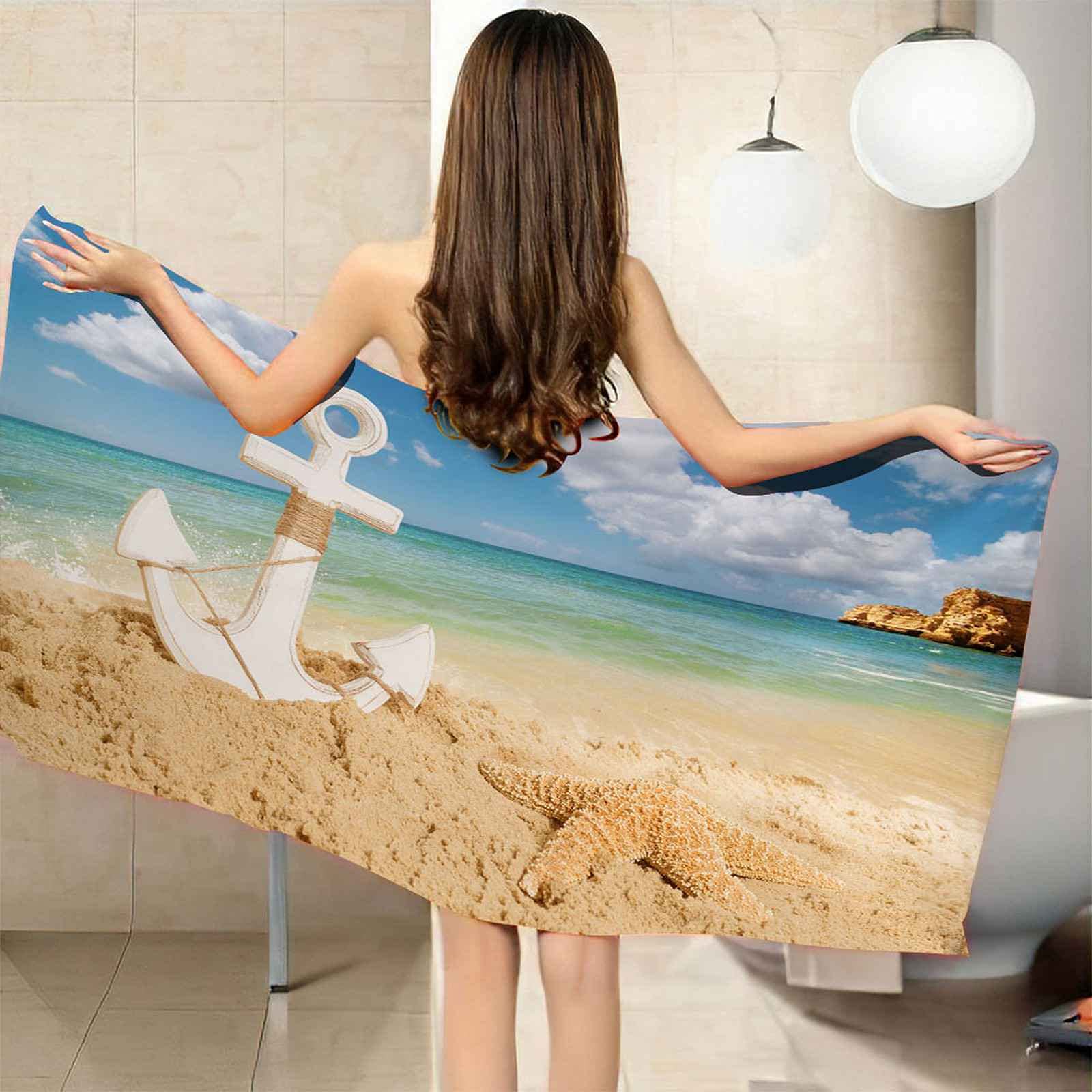 Telo Da Mare 3D Stella Marina Blu Dell'Oceano Stampato Asciugamano Da Spiaggia 150x200cm Asciugamano Microfibra Grande Antisabbia Leggero Telo Mare Per Sport Piscina Viaggi In Famiglia Vacanze