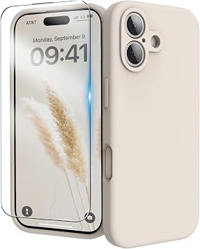 for iPhone 17 Case Silicone with Screen Protector,Stone