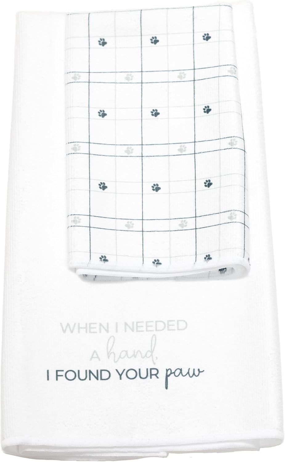 Pavilion Gift Company - When I Needed A Hand, I Found Your Paw - 11" x 18" Fingertip & 16" x 30" Hand Towel Set of 2 Bathroom Kitchen Accessories Decorative Patterned