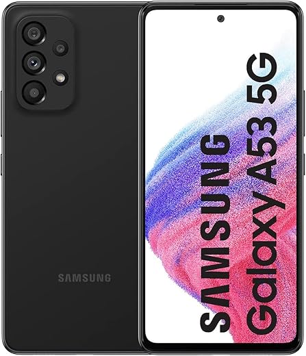 Samsung Galaxy A53 4G (SM-A536B/DS) Dual SIM,128GB + 6GB, Factory Unlocked GSM, International Version (Fast Car Charger Bundle) – (Awesome Black)