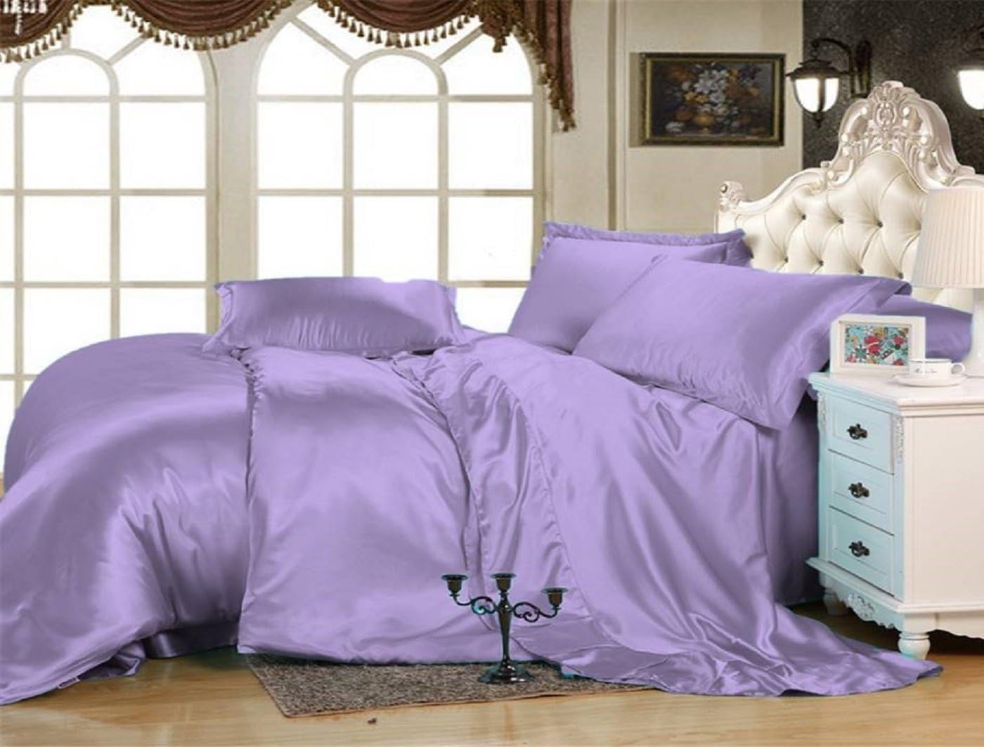 King Size Sheet Set - 6 Piece Set - Hotel Luxury Satin Bed Sheets - 18" Deep Pockets - Easy Fit - Breathable & Cooling - Wrinkle Free - Peach (1 Flat Sheet, 1 Fitted Sheet & 4 Pillowcases)