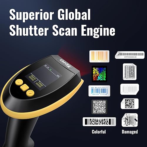 Miniatura 4 de Tera Escáner de Código de Barras Inalámbrico con Pantalla Versión Pro 1D 2D QR con Teclado de Configuración, Base de Carga, Funciona con Bluetooth