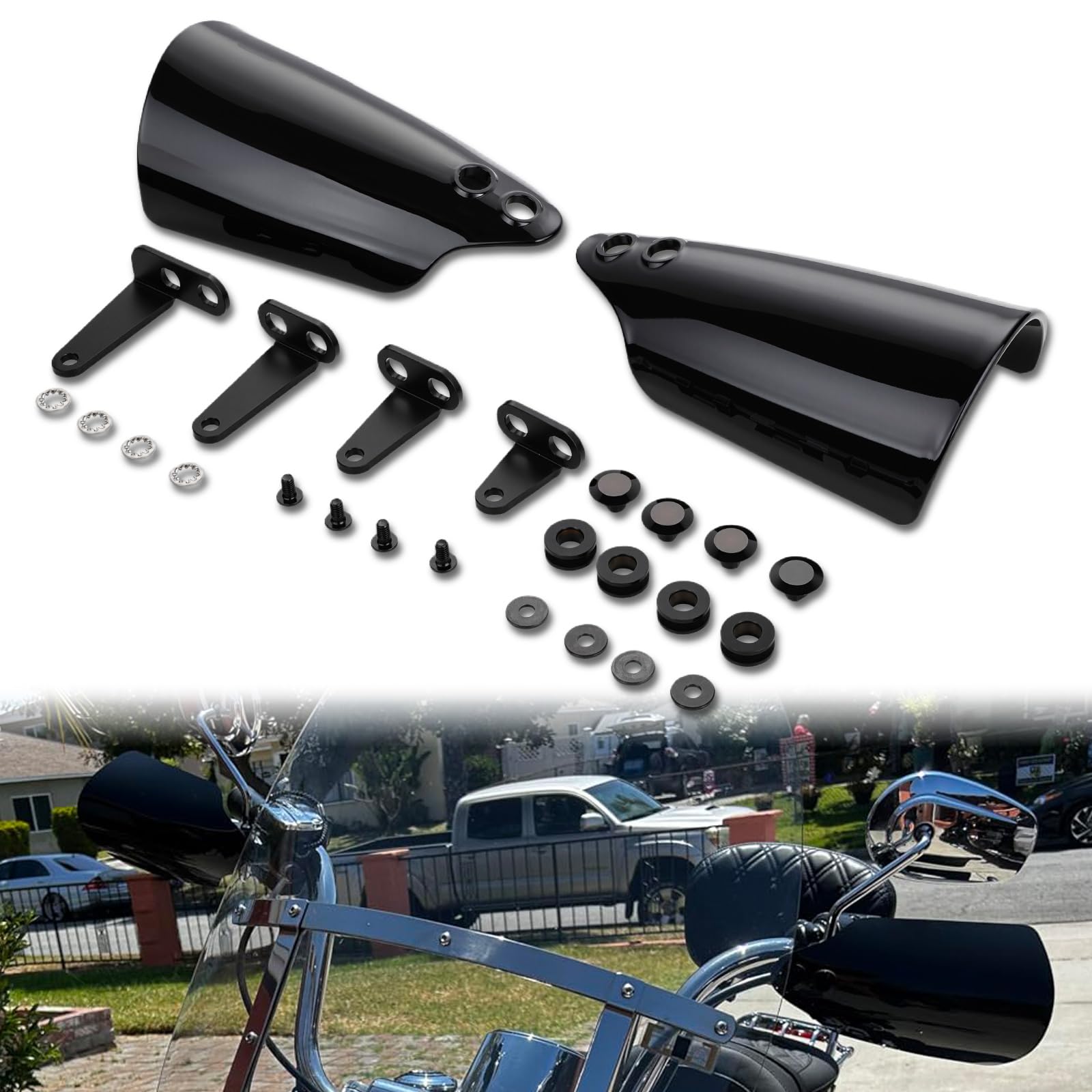 Paramani Moto per Harley, Proteggi Mani Moto per Harley Davision Touring Road Glide Electra Glide Street Glide Road King Softail Dyna Sportster Cruiser Nero