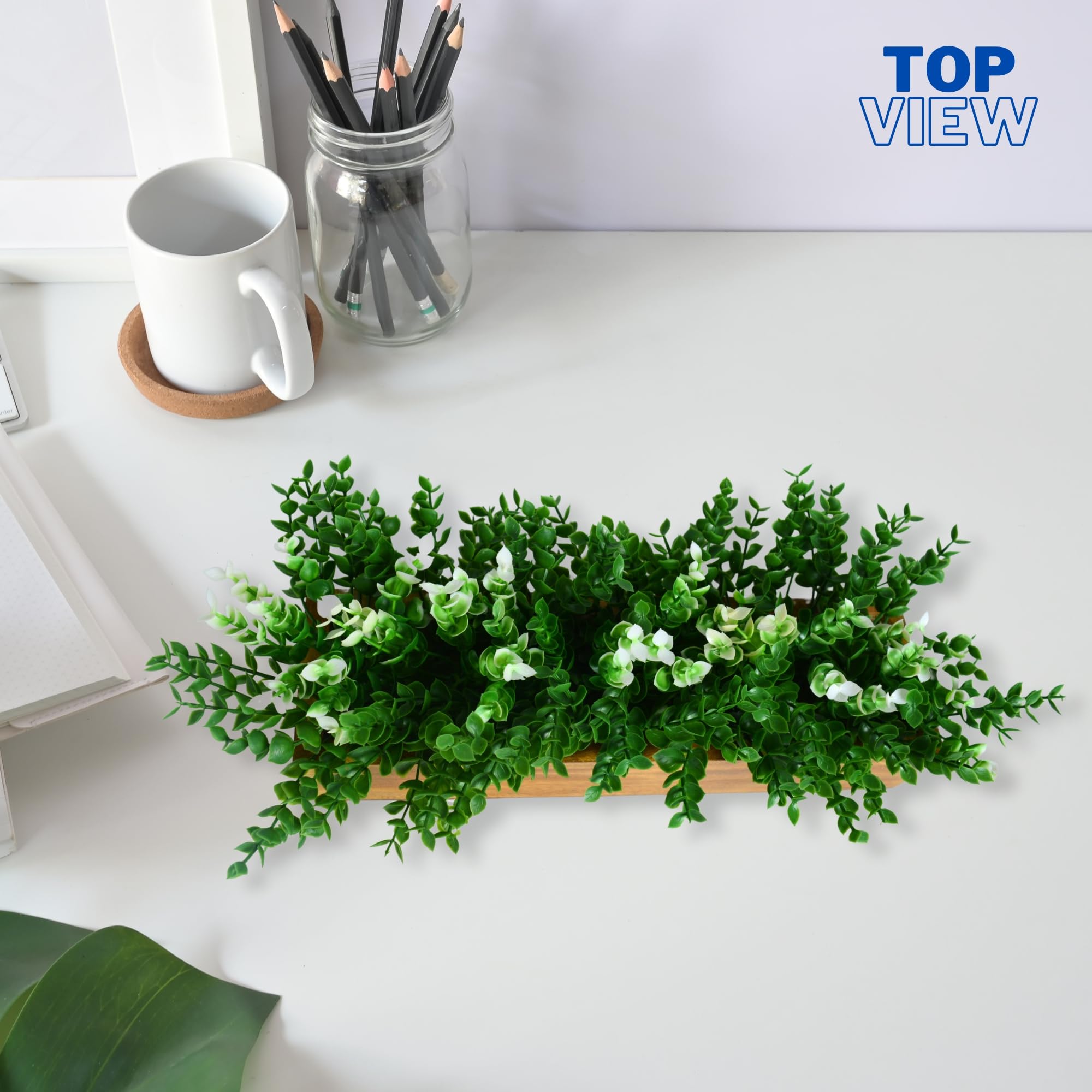 Artificial Plant Leaves - Wooden Tray Decor -9