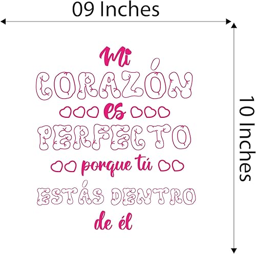 Miniatura 7 de Spanish Wall Decals for Girls Bedroom - Mí corazón ES Perfecto porque tú estás dentro de él Inspirational Love Quote in Spanish Home Wall Sticker -