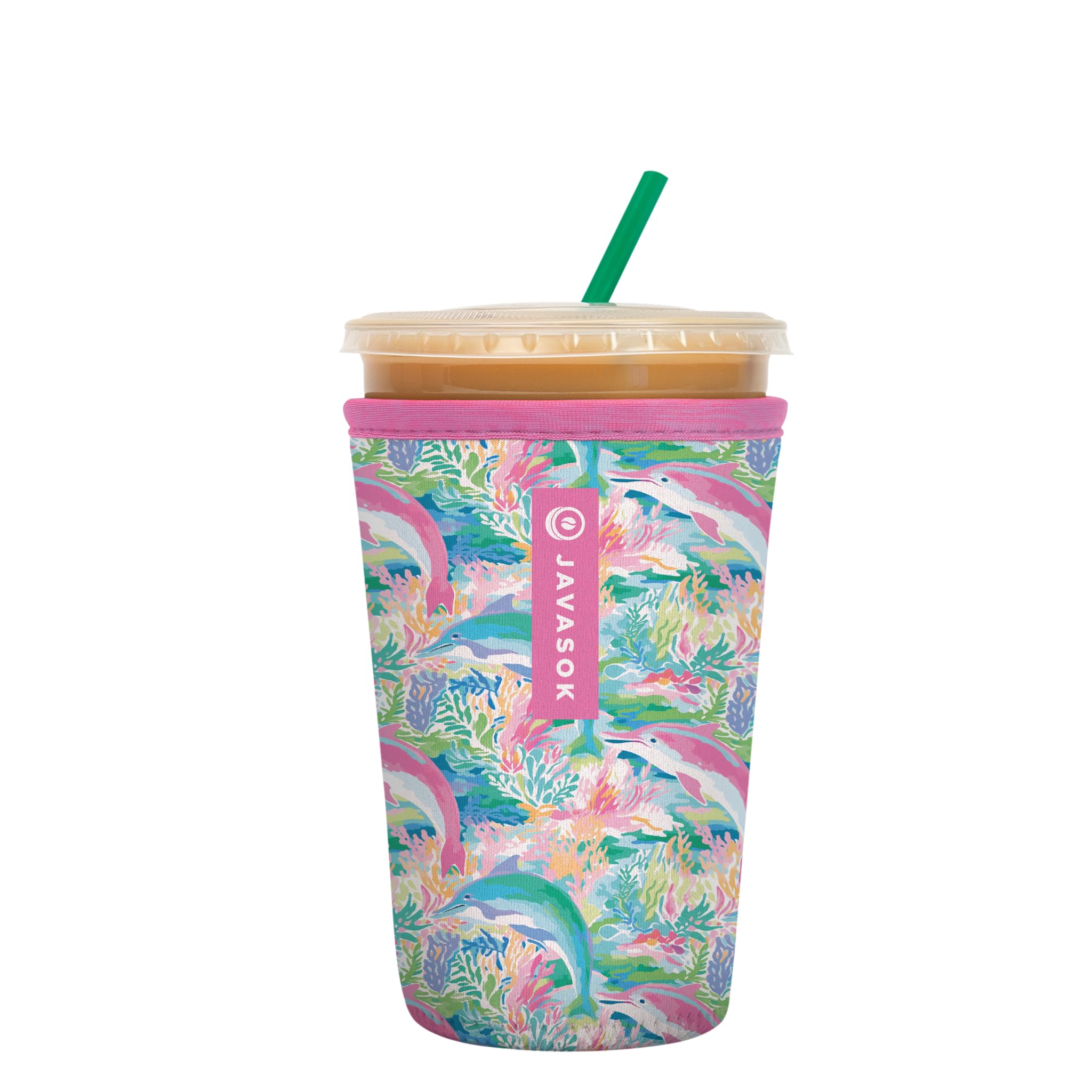 Sok It JavaSok Iced Coffee &amp; Cold Soda Insulated Neoprene Cup Sleeve (Dolphin Cove, Medium: 22-28oz)