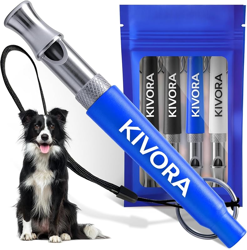 Apito ultrassônico ajustável para adestramento de cães KIVORA em aço inoxidável 304, pacote com 4