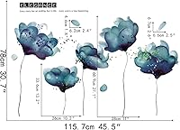 Vista 2 de RW-2003 Removeable 3D Blue Dream Flower Wall Pegatinas DIY Decoración de la pared del hogar, calcomanía de pared para despegar y pegar, murales