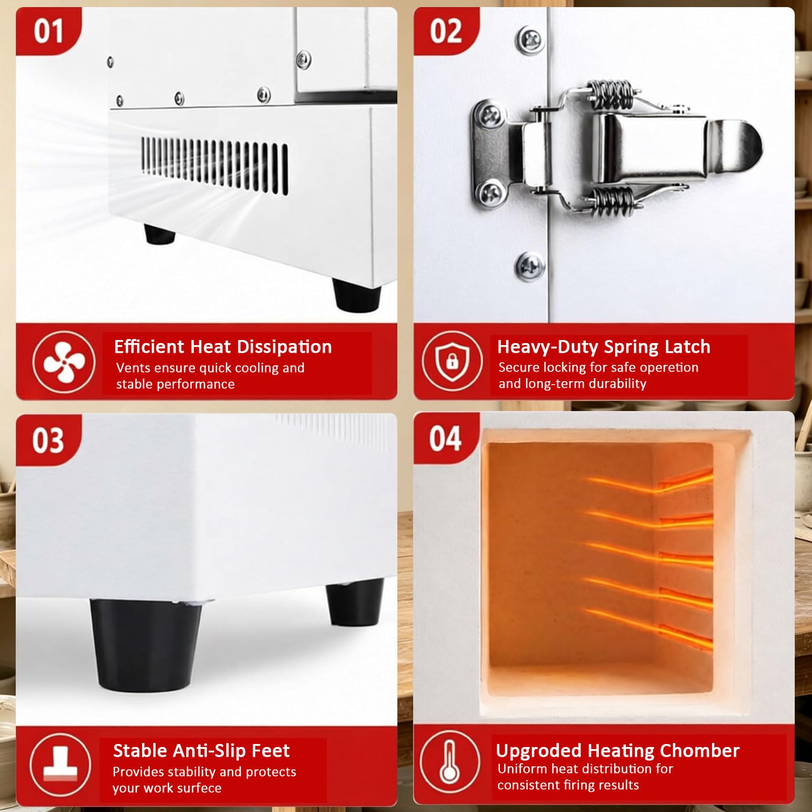 Elektryczny Piec do Ceramiki Domowej, Piec Muflowy do Topienia Metali 2000W, 1150°C/2102°F, z Kontrolerem do Biżuterii, Odlewania, Szkliwienia i Fusingu Szkła