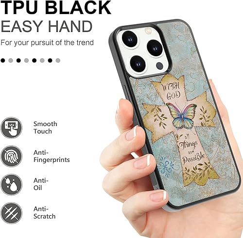 Miniatura 3 de with God All Things are Possible Butterfly Christian Cross Funda para iPhone 16 15 14 13 12 11 Pro Max Galaxy S25 S24 S23 S22 FE Ultra Plus Note 20