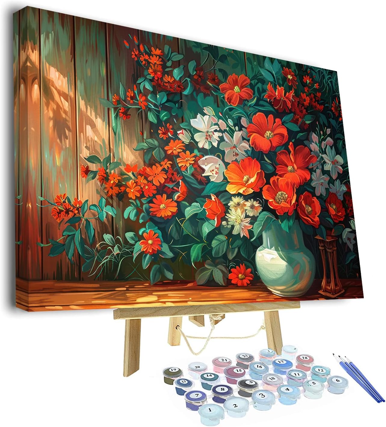 TUMOVO Paint by Number for Adults Flowers Adults' Paint-by-Number Kits Flowers Color by Number DIY Painting by Numbers Flowers Adults Paint by Numbers for Home Wall Decor with Framed, 16 x20 Inch