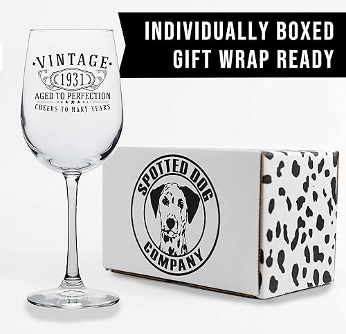 Miniatura 25 de Spotted Dog Company Copa de vino con tallo de 16 onzas con estampado vintage de 1973 – Regalos de cumpleaños 52 para mujeres – Saludos a los 52 años